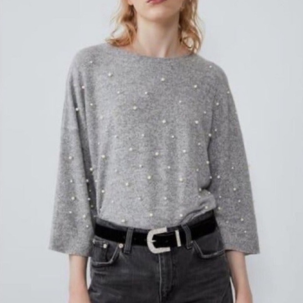 ZARA oversized sweater with pearls